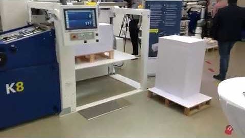 MBO K8 Perfection Combi Folder running 16 page sig with CoBo Stack palletizer