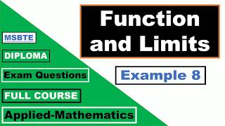 Function and Limits (Example 8) | MSBTE - Diploma | Applied Mathematics