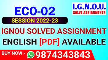 ECO-02 Solved Assignment 2022-23 in English, ECO 2 Solved Assignment 2023, ECO 2 Assignment