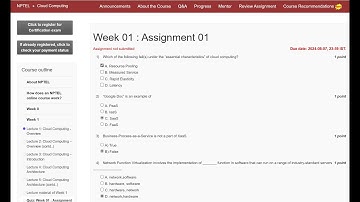 Cloud Computing | Week 1 Quiz | Assignment 1 Cloud Computing | NPTEL Cloud  Computing Week 1 Answer