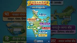 भारत के प्रमुख बाँध 😱 | India Major Dams Trick 🧠 | Map Trick से 7 सेकंड में याद करो #gktrick #yt