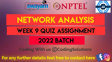 Network Analysis Week 9 Quiz Answer Solution 2022 | NPTEL 2022 | SWAYAM