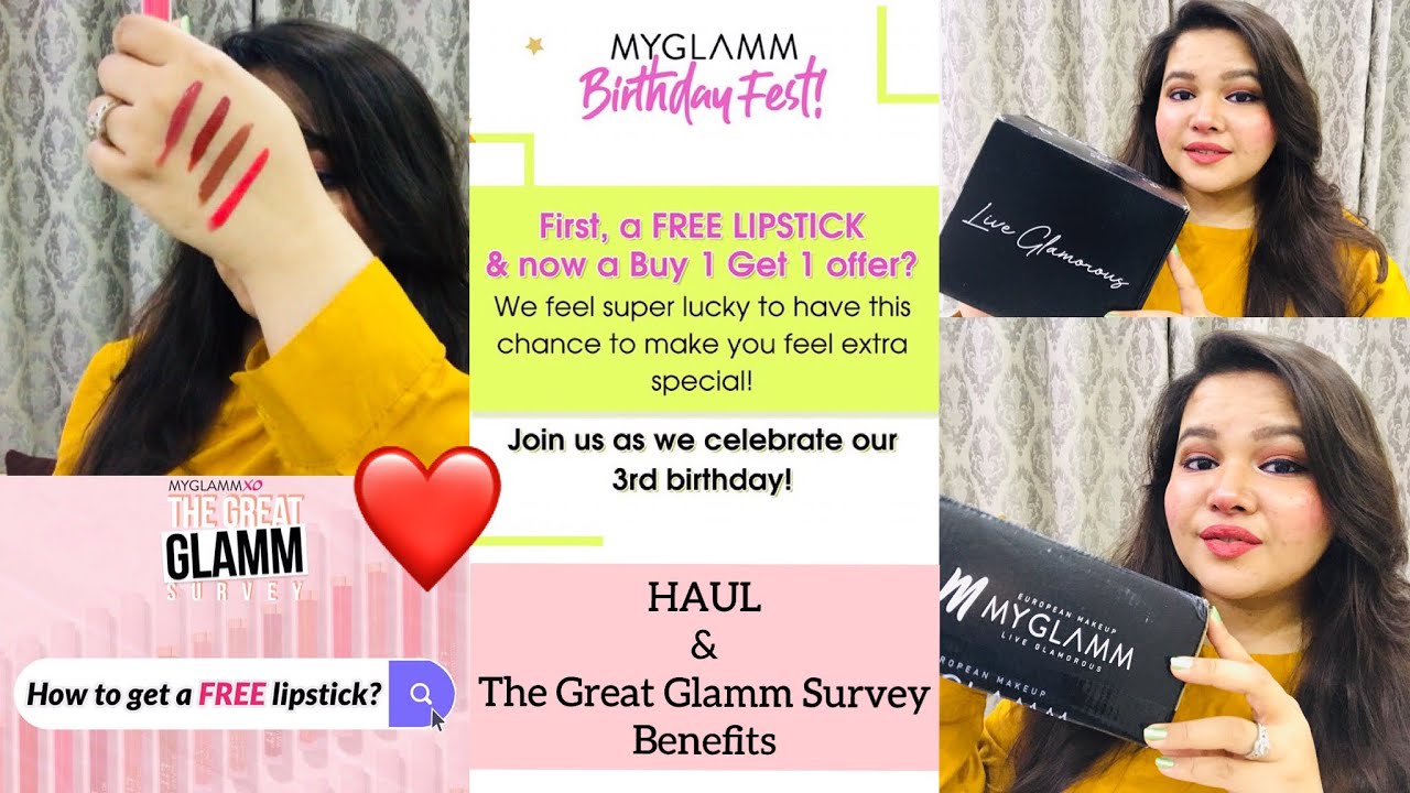 MyGlamm Haul and The Great Glamm Survey Benefits|| How to get Myglamm lipstick free |Ankita Goyal