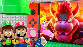 Lego Mario enters the Nintendo Switch with Luigi and Toadette to rescue Peach from Bowser