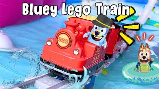 We built a HUGE Bluey LEGO Train in WATER and through our HOUSE! Bluey Lego Duplo Train!