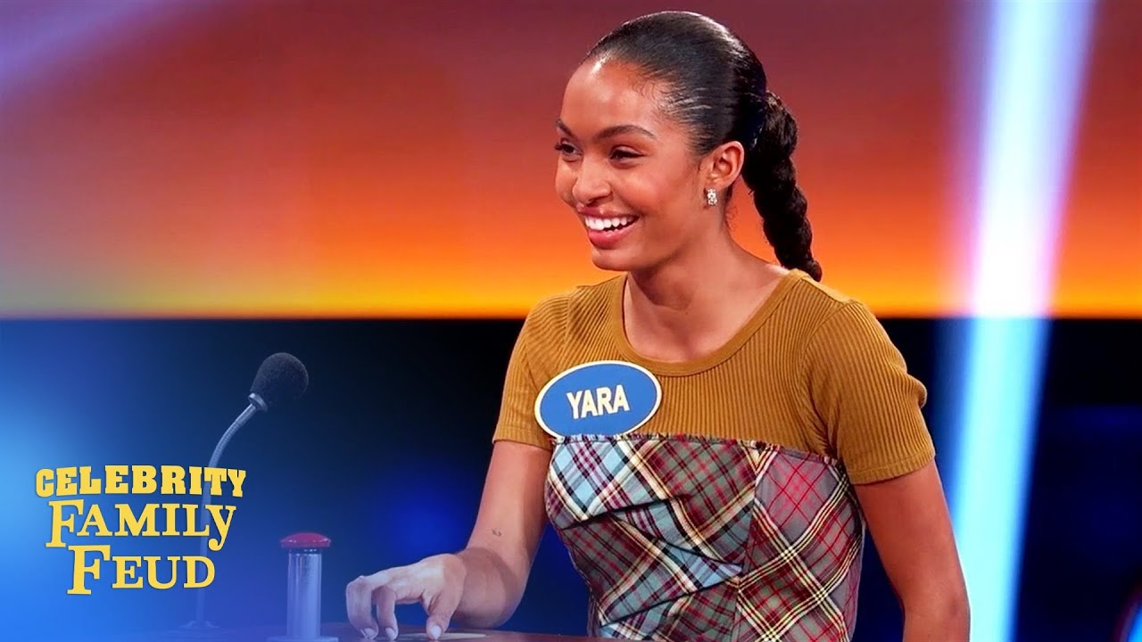 Yara Shahidis priceless reaction at the podium  Celebrity Family Feud