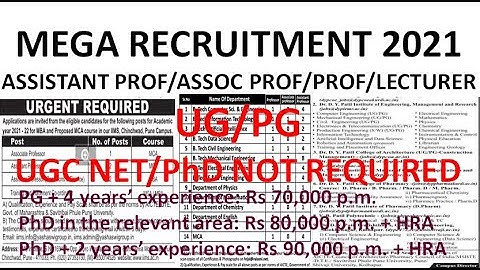 MEGA RECRUITMENT 2021 | Assistant Professor/Lecturer Vacancies | Only PG | UGC NET/PhD NOT REQUIRED
