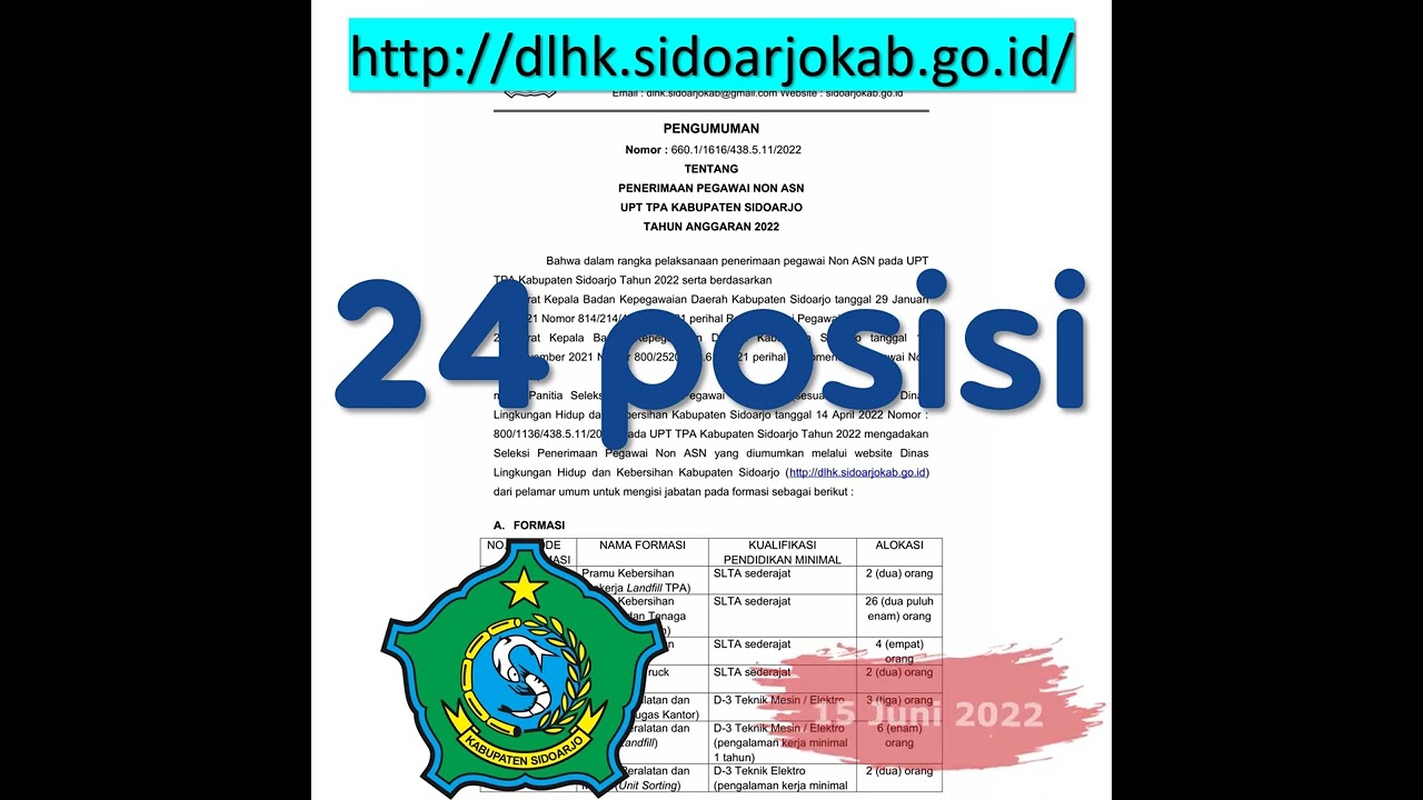 Lowongan Kerja Dinas Lingkungan Hidup dan Kebersihan Kabupaten Sidoarjo