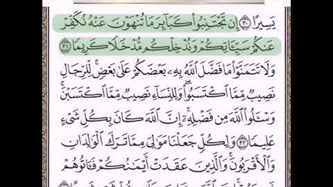 حفظ سورة النساء الآيات من (٣١_٣٣)مكرره {٧مرات}