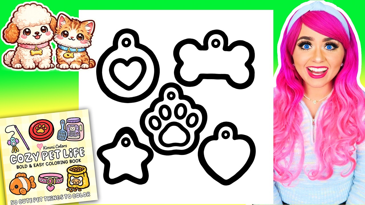 アイドル [MINYYUNY] Free Lettering PET Color Coloring My Cozy Pet Life Coloring Book 🐶 Pet Name Tags Page +