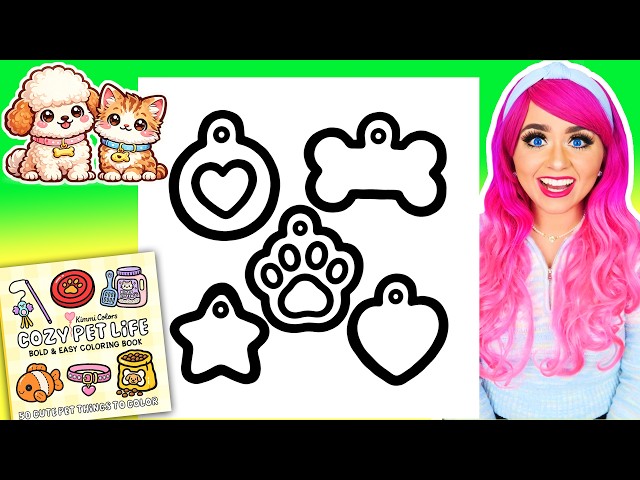 Coloring My Cozy Pet Life Coloring Book 🐶 Pet Name Tags Page +