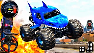 Monster Truck Racing Offroad Simulator - Impossible Jeep Racer Stunts Ramp : Android Gameplay screenshot 2