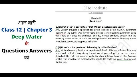 Questions And  Answers | Chapter 3 | Deep Water | Class 12 | Raghvendra Pal