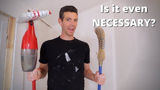 How do you clean off drywall dust before painting?