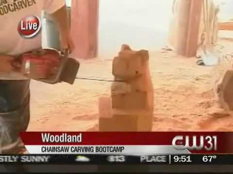 Chainsaw Carving School in at Bailey's warehouse in Woodland, CA