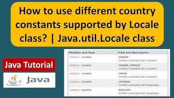 How to use different country constants supported by Locale class? | Java.util.Locale class