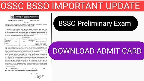 OSSC Important Update//Download BSSO ADMIT CARD