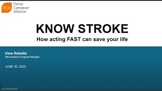 KNOW Stroke — how acting FAST can save your life