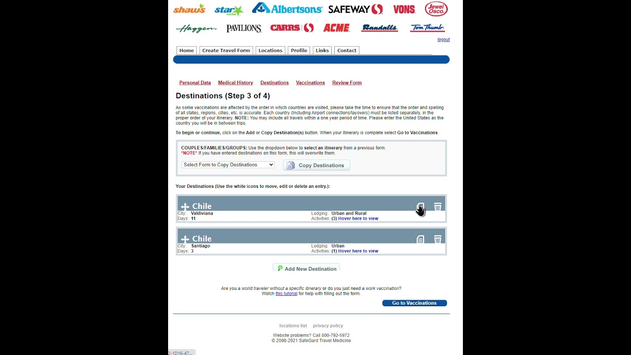 Safeway SafeGard Travel Medicine Form Intake YouTube