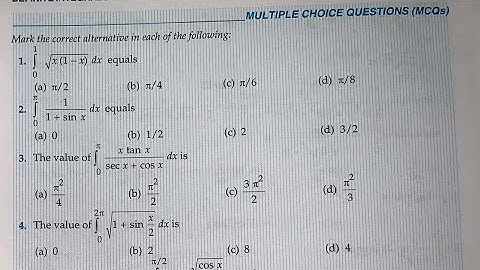 DEFINITE INTEGRAL MCQ  Q1 TO Q9 SOLUTION OF CHAPTER 19 CLASS 12 RD SHARMA (PART 1)