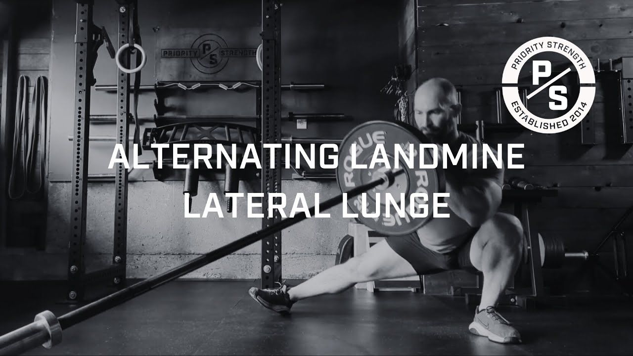 Alternating Landmine Lateral Lunge - YouTube