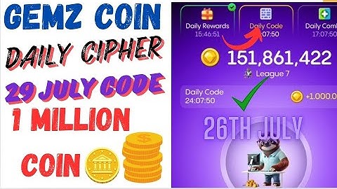 29 july Gemz coin daily cipher code | today gemz coin daily cipher code