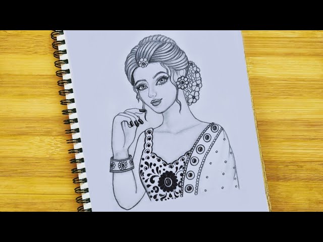 Women In Saree Drawing - Drawing Skill