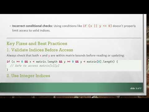 Fixing Cannot Read Properties of undefined in JavaScript 2D Matrix Indexing