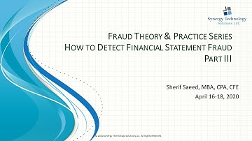 How to Detect Financial Statement Fraud Part III