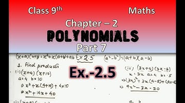 Ex. 2.5 | Polynomials | Part 7 | Chapter 2 | Algebraic Identities | Class 9 | Maths