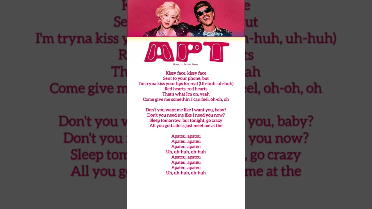 Rose (ft.Bruno mars) - APT song lyrics 🎶🩷#kpop#songlyrics#blackpink#rose#brunomars#apt#youtubeshorts