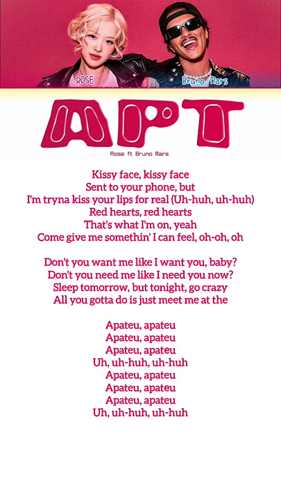 Rose (ft.Bruno mars) - APT song lyrics 🎶🩷#kpop#songlyrics#blackpink#rose#brunomars#apt#youtubeshorts