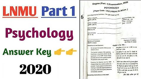 Lnmu ba part 1 psychology objective answer key 2020