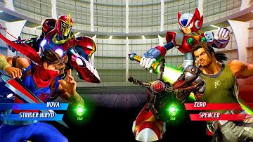 Nova & Strider Hiryu vs Zero & Spencer (Hardest AI) - Marvel vs Capcom infinite gameplay