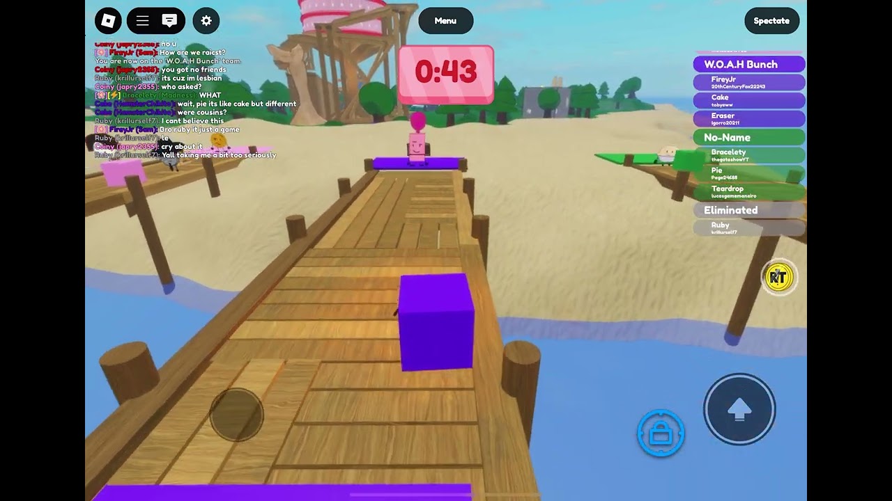 Toxic Ruby crashing out in BFDIA Roblox 