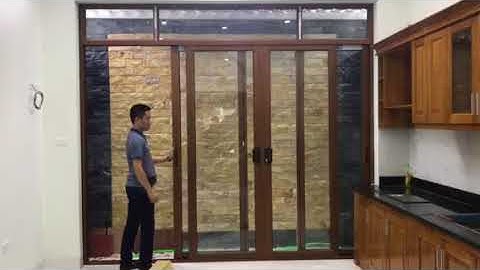 Cửa Nhôm XINGFA Mầu Vân Gỗ Mở Trượt 4 Cánh Hệ 93 BẢN TO dày 2.0mm - 0985.213.785