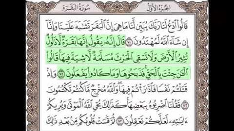 سورة البقرة من 71 مكررة خمس مرات للحفظ