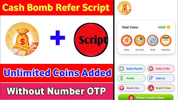 Cash Bomb Refer Script | Cash Bomb Unlimited Coins Added Script | Cash Bomb New Earning App |