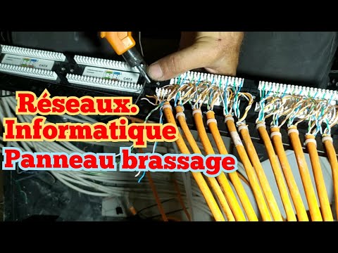 câblage armoire informatique , panneau de brassage