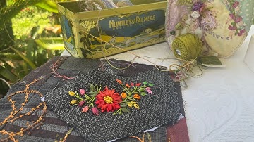 Snippets of my stitching life - silk ribbon half hexie #embroiderystitches 