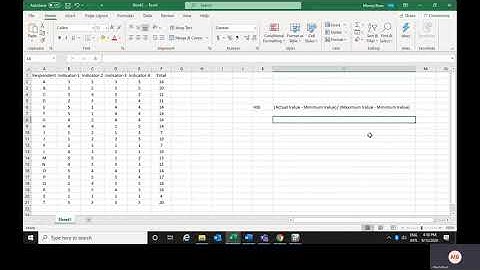 Index formation using Excel