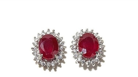 Rarities Ruby and White Zircon Stud Earrings