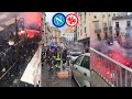 Chaotic scenes as frankfurt fans clash with napoli fans and the police in the city centre