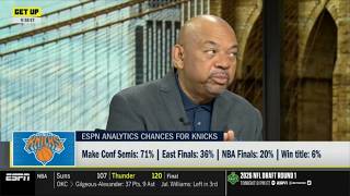 GET UP | ESPN ANALYTICS CHANCES FOR Knicks —Semis 71%, East Finals 36%, Finals 20%, Title 6%