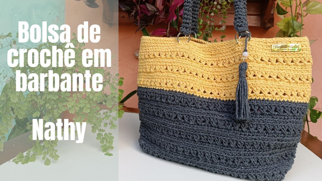 Bolsa de croche em barbante Nathy passo a passo - YouTube