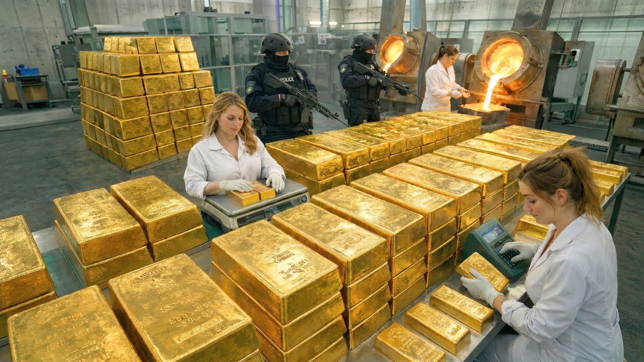 Inside the BIGGEST gold Mining FACTORY: From RAW Mining to 24k LUXURY Gold Bars (Full Process)