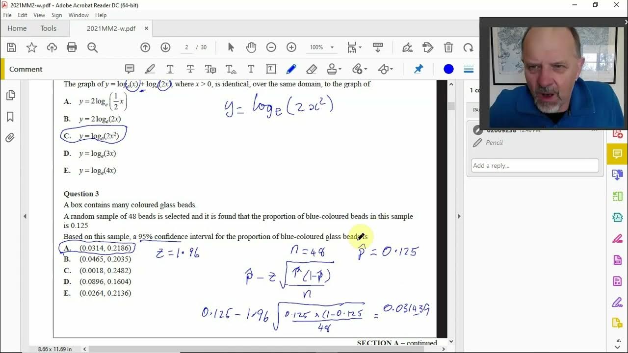 VCAA 2021 Maths Methods Exam 2 Section A Questions 15 YouTube