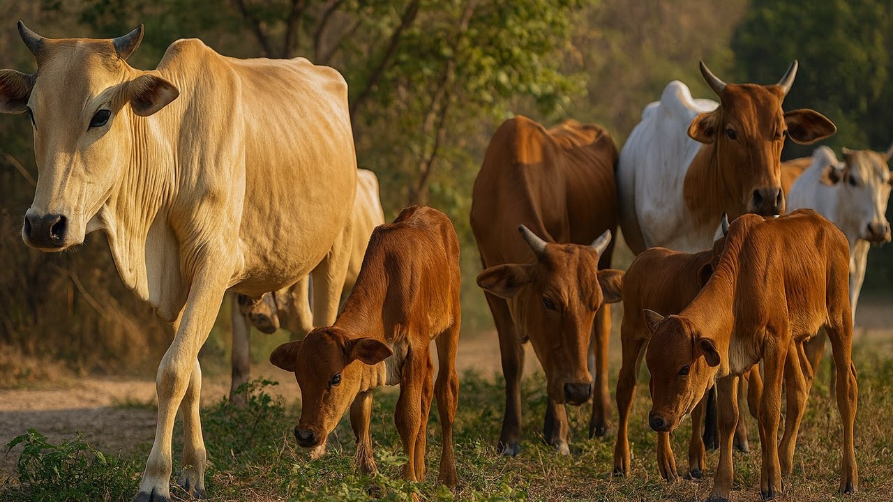 Vidio Menggembala Sapi-Sapi Jinak Berjalan Serentak Menuju Padang Rumput Hijau || Suasana Alam indah