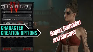 Diablo 4 - Character Creation Options (Rogue, Barbarian, Sorcerer)