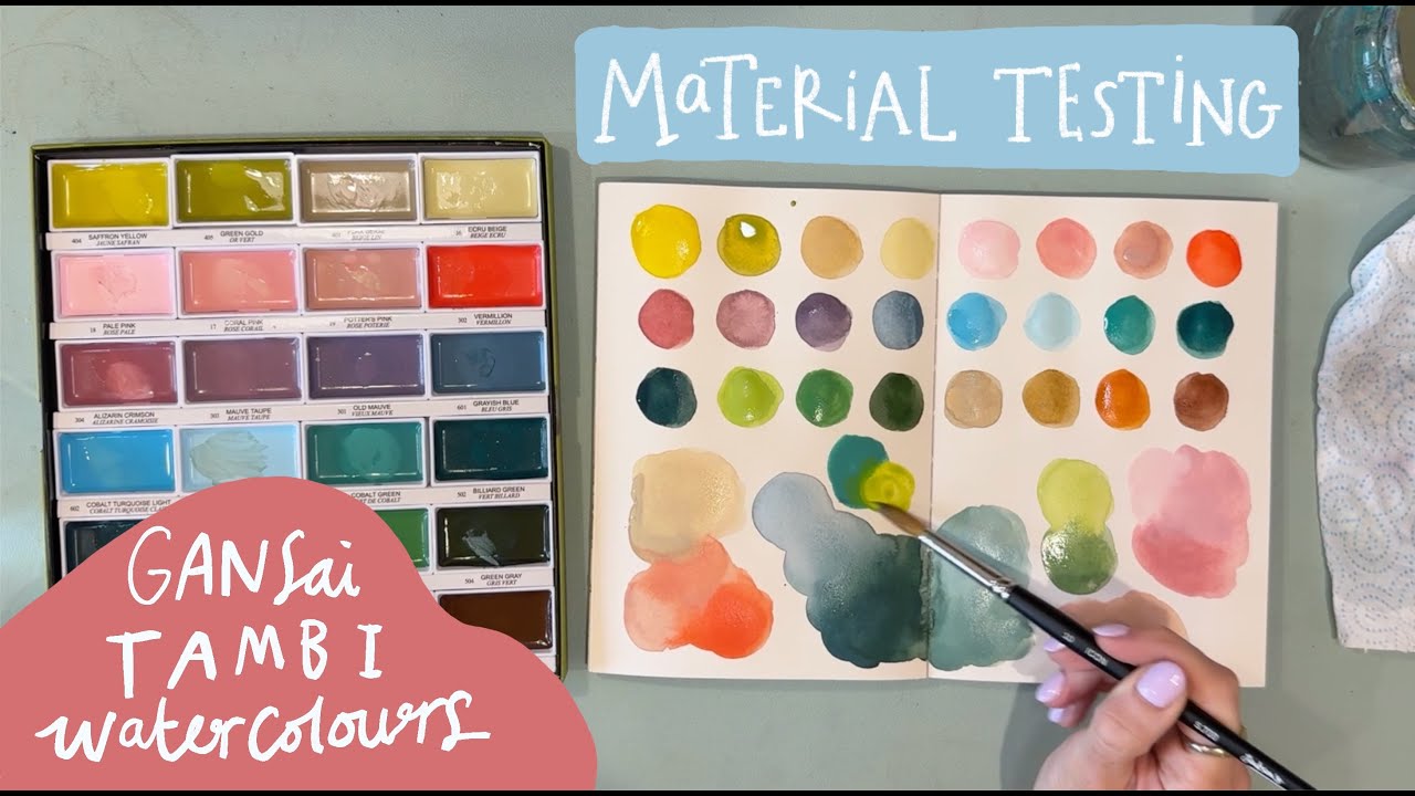 The watercolours everyone is talking about!  Kuretake Gansai Tambi Set swatching!